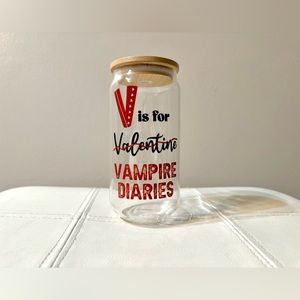V=Vampire Diaries Glass Jar